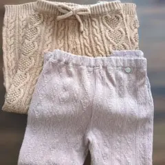 プティマイン ピンク ケーブルニット風 レギンス ケーブルニットレギンス ２点