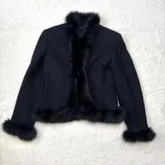 新品 銀座マギー 黒 カシミア100%ファー付きロングコート 9 秋冬 新品 銀座マギー MAGGY 黒 カシミア100%ファー付きロングコート