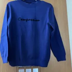 ブージュルードブルー2025秋新作刺しゅうロゴニットプルオーバー