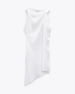 ZARA ホワイトアシンメトリーノースリーブワンピース