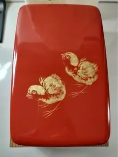 高級輪島漆器 赤い漆器 重箱 鳥の絵柄 坂口栄伸堂