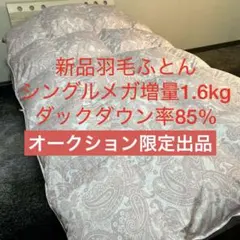 新品　メガ増量ダウン率85％1.6kg軽量新合繊　抗菌羽毛ふとん