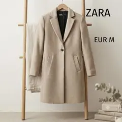 ZARA ザラ ウールショートスカーフコート ミンク Sサイズ - メルカリ
