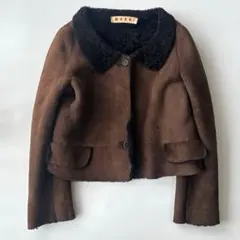 MARNI マルニ ムートン レザージャケット ショート丈 羊革 ブラウン