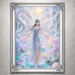 虹彩白龍姫 開運絵画 アート 額縁なし 風水 スピリチュアル 御守り