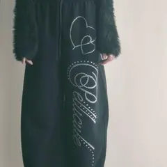 ペリキュール pellicule ラインストーン スウェットパンツ ブラック