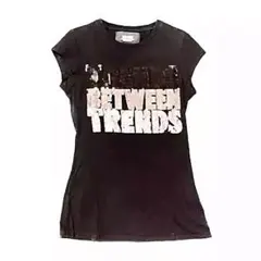 美品♪ ZARA  BASIC スパンコールグラデーションのブラックTシャツ