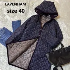 LAVENHAM ラベンハム キルティングコート パープル フード 40サイズ