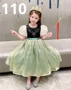 【新品・110cm】ディズニーアナと雪の女王・幼少期アナ風半袖ワンピース 子供