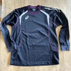 asics バレーボール 長袖シャツ メンズM ブラック/パープル