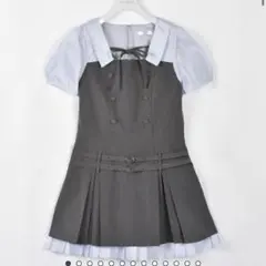 evelyn ダブルベルトプリーツミニワンピース