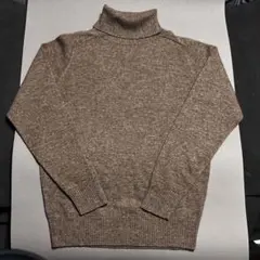 MUJI ヤク混 ウール セーター ブラウン M 薄手 タートルネック