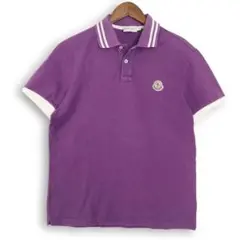 MONCLER モンクレール 半袖 ポロシャツ L パープル ロゴワッペン　刺繍
