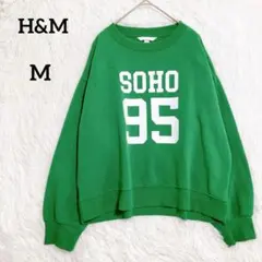 H&M スウェット『M』オーバーサイズ 裏起毛 プリント カジュアル