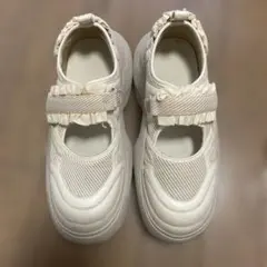 メリージェニー フリルメッシュベルクロスニーカー白 M