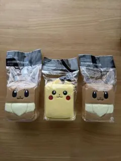 ポケモンカードゲーム　ぬいぐるみデッキケース　ピカチュウ　イーブイ　3個セット