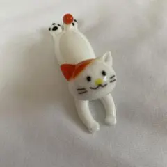 陶器製 白い猫の置物