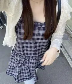 キャミティアードチュニック　ナイスクラップ　ネイビー　ワンピース