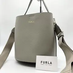 【希少✨極美品】フルラ　ショルダーバッグ ダナエ　シボ革　グレージュ　2way