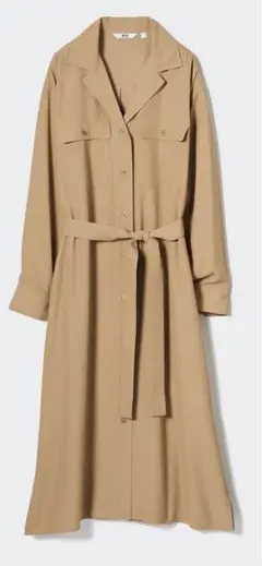 UNIQLO UVカットシャツワンピース　ベージュ　Mサイズ（長袖　標準丈）