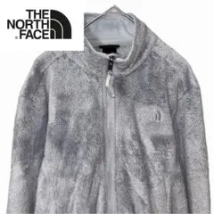 THE NORTH FACE フリースジャケット グレー ロゴ刺繍 フルジップ