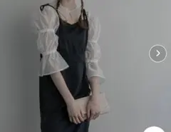 2wayシアー切替ラメレースキャンディースリーブサテンドレス