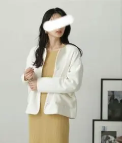 新品nano・universe LB.04 ノーカラーツイードジャケットFREE