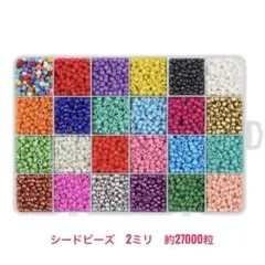 迅速発送！　新品　約2ミリ24色シード ビーズ　約27000粒　ケース付き