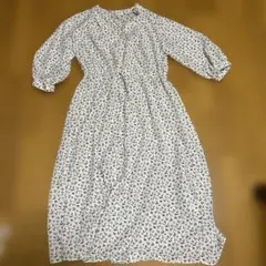 GU 花柄 七分袖 ロングワンピース