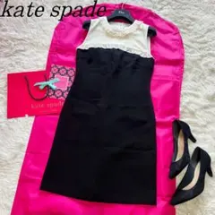 【美品】kate spade バイカラーワンピース ブラック ノースリーブ 0
