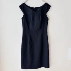 美品 モッシモ ワンピース Ｖネック フレンチスリーブ フォーマル 6 M 黒のサムネイル