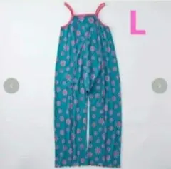 Lサイズ サロペット リンクアット しまむら LINK@ 総柄 グリーン 花柄