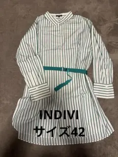 INDIVI ストライプ柄 長袖シャツ 42