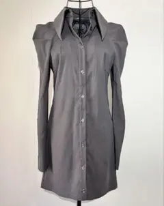 GRL レディース パフスリーブ 膝丈 シャツワンピース S