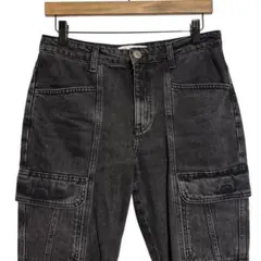 ZARA ザラ　ダメージデニムカーゴパンツ　黒　36 / S