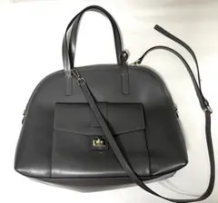 美品　イタリア本革　ショルダーバッグ　チャコールグレーのサムネイル