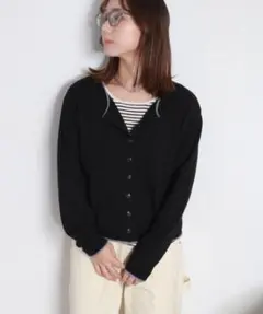 cepo 12Ｇ柔らかニット 配色カーディガン