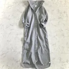 美品 フィナモレ リネンシャツワンピース ロング 40 グレー