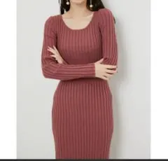 最終値下げ　rienda ダスティローズ リブ編み ニットワンピース