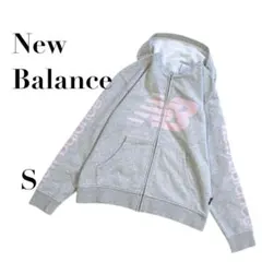 ニューバランス ジップパーカー ロゴ グレー S ショート丈　スポーツ　起毛