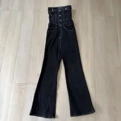 SPIRAL GIRLバックレースアップデニムオールインワン