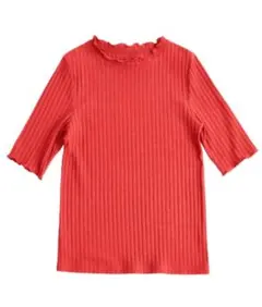 美品 zootie 半袖リブTシャツ 赤 ハーフスリーブ リブカットソーのサムネイル