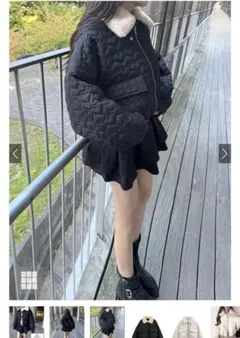 2Wayファーカラーキルティングジャケット ブラック