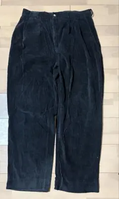 90s コーデュロイ ワイドパンツ ダークオリーブ W34