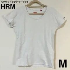 HRM レディース 半袖 Tシャツ 刺繍 M リブ ホワイト Uネック 日本製のサムネイル