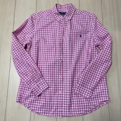 POLO RALPH LAUREN ピンクチェック長袖シャツ XL（18〜20）