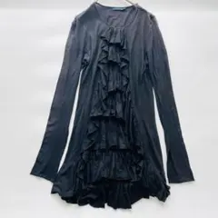【美品】ラルフローレン フリルワンピース ブラック 長袖 コットン100% XL