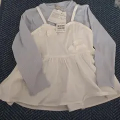 新品 プティマイン 花ビスチェ長Tセット アイボリー 110センチ