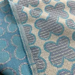 レトロ生地　2m×40cm ジャガード織り　水色　ブルー　美品　リバーシブル