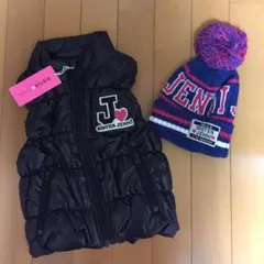 新品 ジェニィ ジェニー ダウンベスト ジャンバー ニット帽100 110値下げ